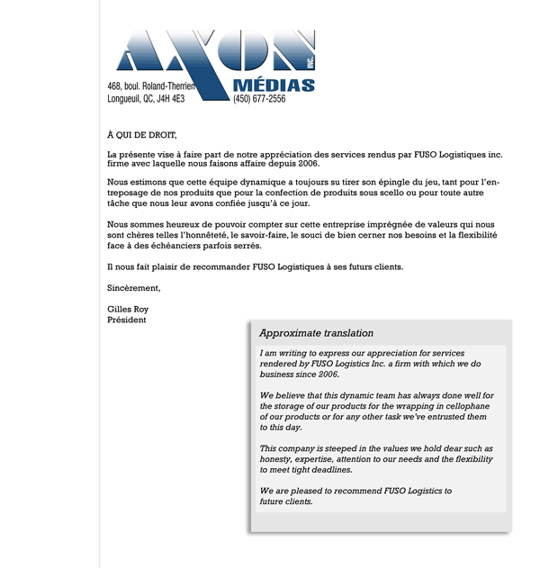 Testimonial Letter - Axon