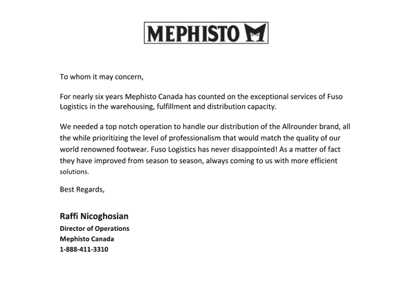 Testimonial Letter - Mephisto